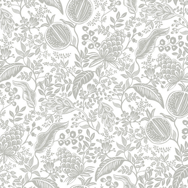 Pomegranate Wallpaper Wallpaper Rifle Paper Co. Double Roll White & Metallic Silver 