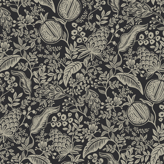 Pomegranate Wallpaper Wallpaper Rifle Paper Co. Double Roll Black & Linen 