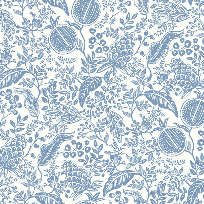 Pomegranate Wallpaper Wallpaper Rifle Paper Co. Double Roll White & Blue 
