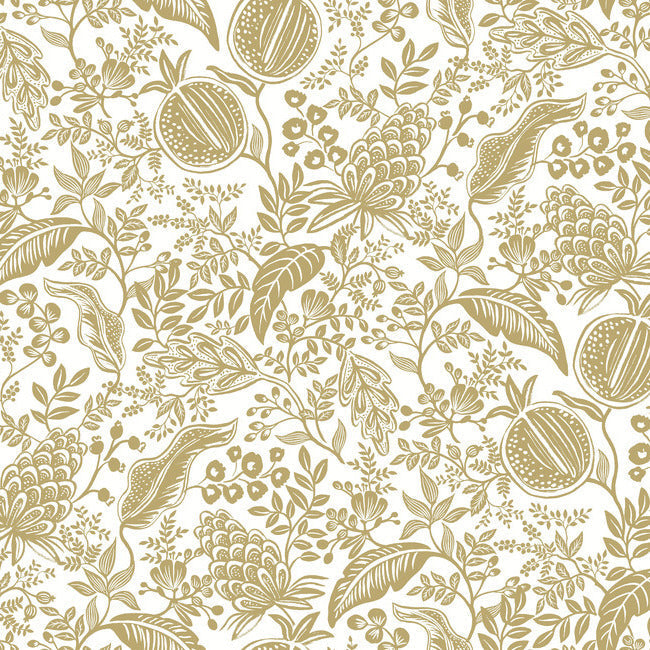 Pomegranate Wallpaper Wallpaper Rifle Paper Co. Double Roll White & Metallic Gold 