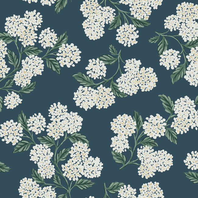 Hydrangea Wallpaper Wallpaper Rifle Paper Co. Double Roll Teal 
