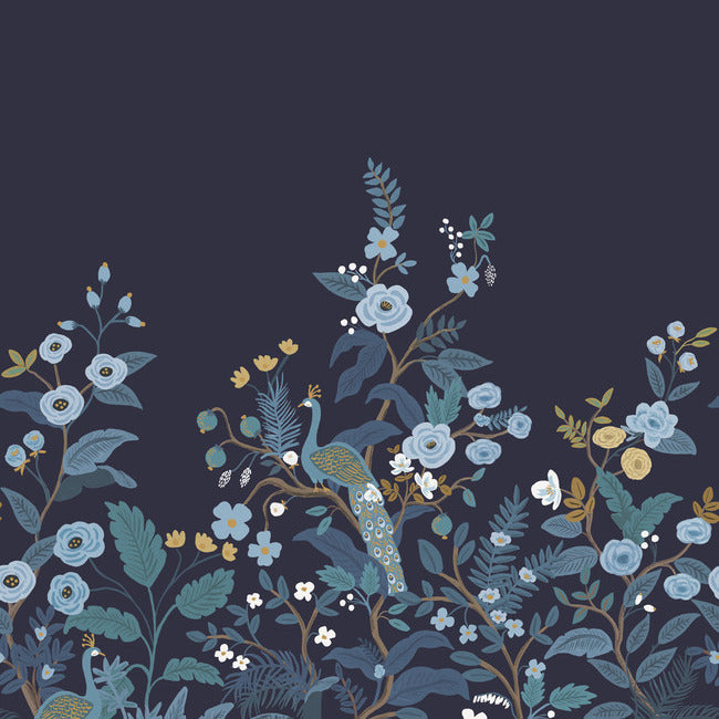 Peacock Mural Wall Mural Rifle Paper Co. Mural Navy 