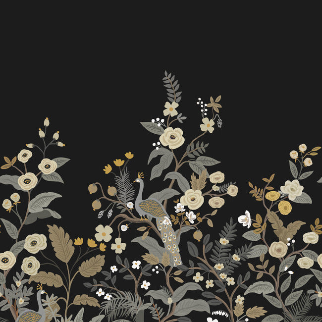 Peacock Mural Wall Mural Rifle Paper Co. Mural Black 