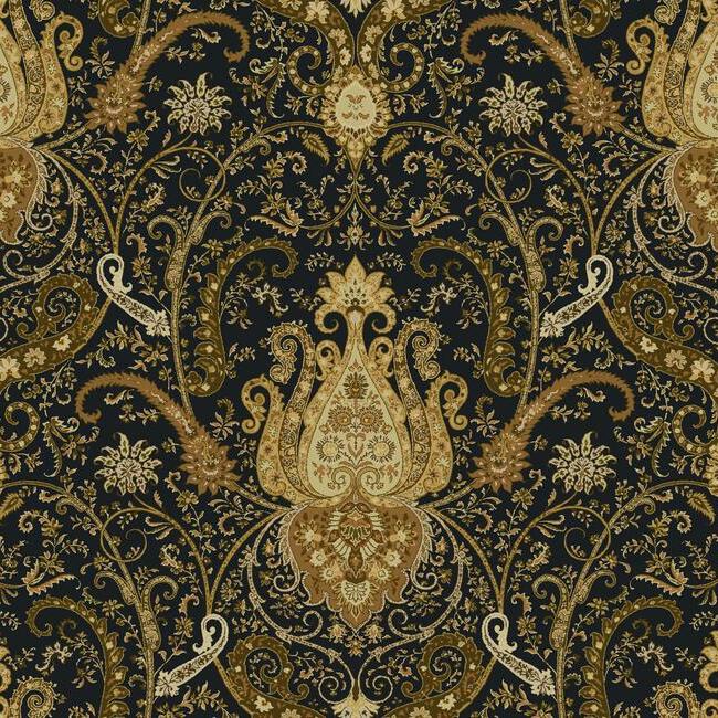 Byzance Sure Strip Wallpaper Wallpaper York Double Roll Black/Gold 