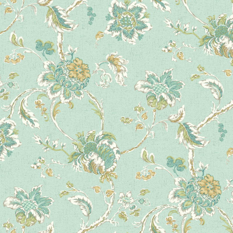 Arbor Imagery Wallpaper Wallpaper Waverly Double Roll Aqua 