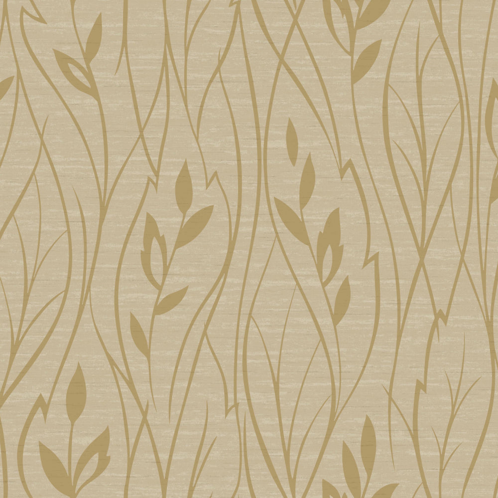 Leaf Silhouette Wallpaper Wallpaper York Designer Series Double Roll Sand/Gold 