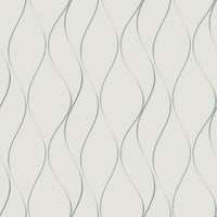 Wavy Stripe Wallpaper Wallpaper Antonina Vella Double Roll White/Silver 