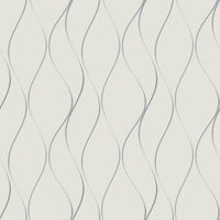 Wavy Stripe Wallpaper Wallpaper Antonina Vella Double Roll White/Silver 