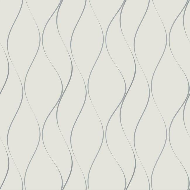 Wavy Stripe Wallpaper Wallpaper Antonina Vella Double Roll White/Silver 