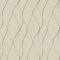 Wavy Stripe Wallpaper Wallpaper Antonina Vella Double Roll Beige/Silver/Gold 
