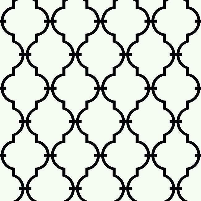 Modern Trellis Sure Strip Wallpaper Wallpaper York Double Roll Black/White 
