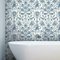 Deep Sea Toile Peel and Stick Wallpaper Peel and Stick Wallpaper RoomMates   