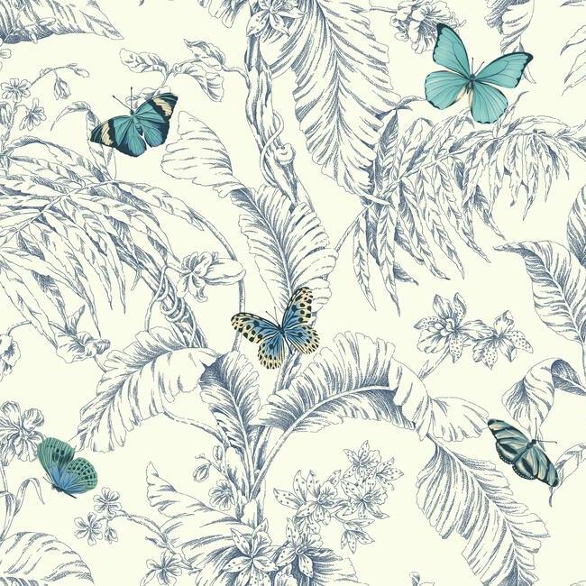 Papillon Wallpaper Wallpaper Ashford House Double Roll Blue 
