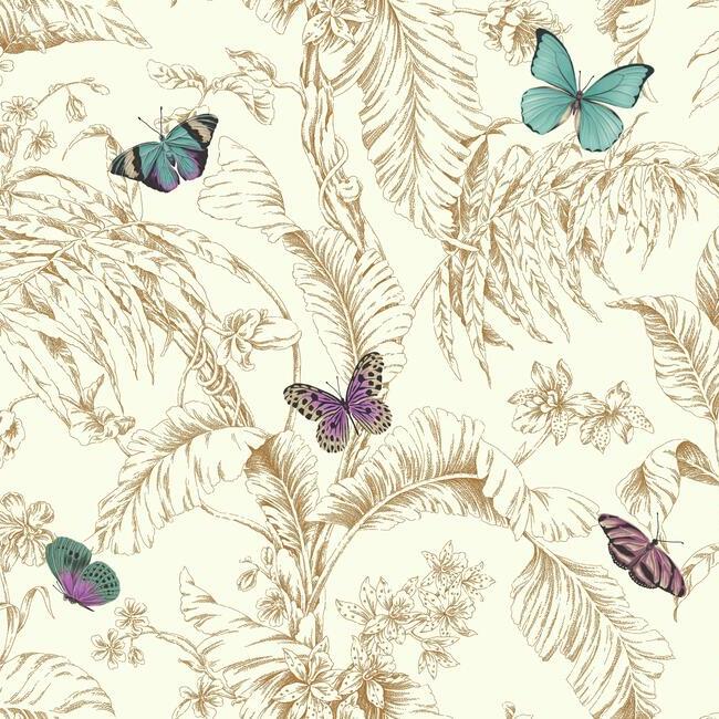 Papillon Wallpaper Wallpaper Ashford House Double Roll Gold 