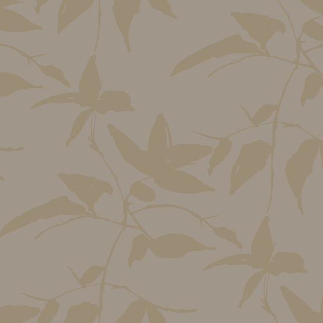 Persimmon Leaf Wallpaper Wallpaper Ronald Redding Designs Double Roll Gold/Taupe 