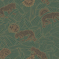 Tibetan Tigers Wallpaper Wallpaper Ronald Redding Designs Double Roll Dark Green/Black 