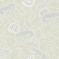 Tibetan Tigers Wallpaper Wallpaper Ronald Redding Designs Double Roll Cream/Grey/White 