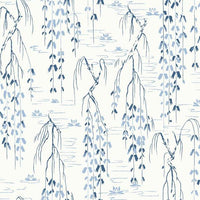 Willow Branches Wallpaper Wallpaper Ronald Redding Designs Double Roll White/Blue 
