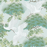 Sprig & Heron Wallpaper Wallpaper Ronald Redding Designs Double Roll Tame Teal 