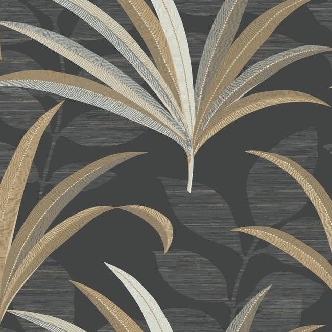 El Morocco Palm Wallpaper Wallpaper Antonina Vella Double Roll Black/Gold 