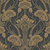 Nouveau Damask Wallpaper Wallpaper Antonina Vella Double Roll Black/Gold 