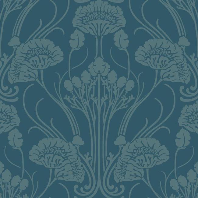 Nouveau Damask Wallpaper Wallpaper Antonina Vella Double Roll Cobalt 