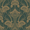 Nouveau Damask Wallpaper Wallpaper Antonina Vella Double Roll Dark Emerald/Gold 