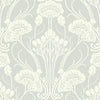 Nouveau Damask Wallpaper Wallpaper Antonina Vella Double Roll Bone Grey 
