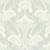 Nouveau Damask Wallpaper Wallpaper Antonina Vella Double Roll Bone Grey 
