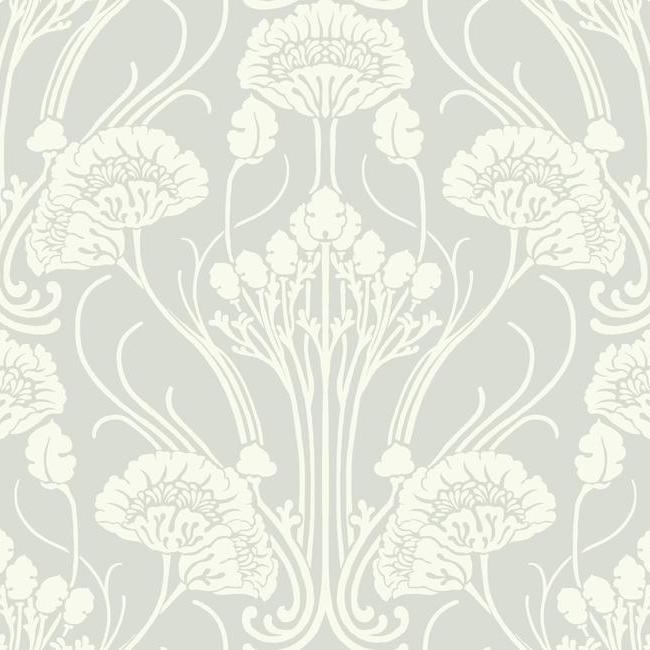 Nouveau Damask Wallpaper Wallpaper Antonina Vella Double Roll Bone Grey 