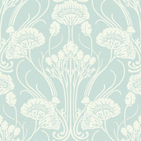 Nouveau Damask Wallpaper Wallpaper Antonina Vella Double Roll Clean Blue 