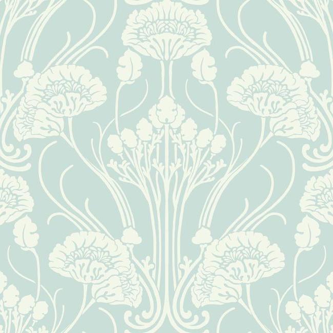 Nouveau Damask Wallpaper Wallpaper Antonina Vella Double Roll Clean Blue 