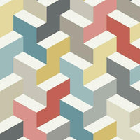The Right Angle Wallpaper Wallpaper York Double Roll Orange/Teal/Gold 