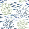 Marine Garden Wallpaper Wallpaper York Double Roll Fern/Cobalt 
