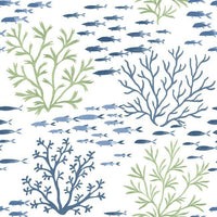 Marine Garden Wallpaper Wallpaper York Double Roll Fern/Cobalt 