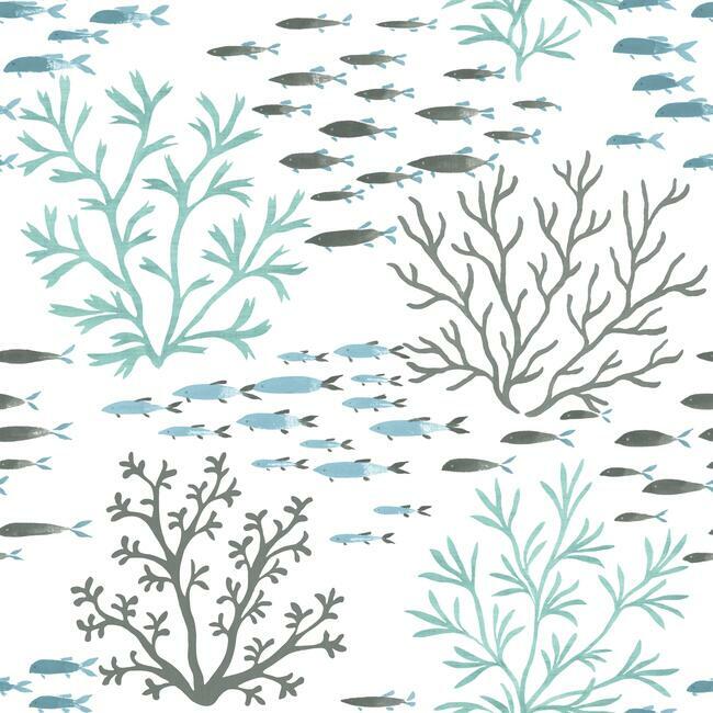 Marine Garden Wallpaper Wallpaper York Double Roll Ocean/Fog 