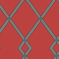 Ribbon Stripe Trellis Wallpaper Wallpaper York Double Roll Red/Indigo 