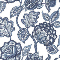 Mid Summer Jacobean Wallpaper Wallpaper York Double Roll White/Blue 