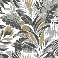 Palm Silhouette Wallpaper Wallpaper York Double Roll Black/Gold 