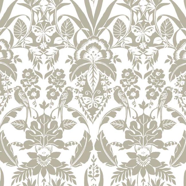 Botanical Damask Wallpaper Wallpaper York Double Roll Taupe 