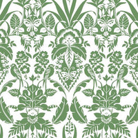Botanical Damask Wallpaper Wallpaper York Double Roll Green 