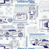 Disney and Pixar Cars Schematic Wallpaper Wallpaper York Double Roll Blue 