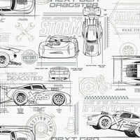 Disney and Pixar Cars Schematic Wallpaper Wallpaper York Double Roll Neutrals 