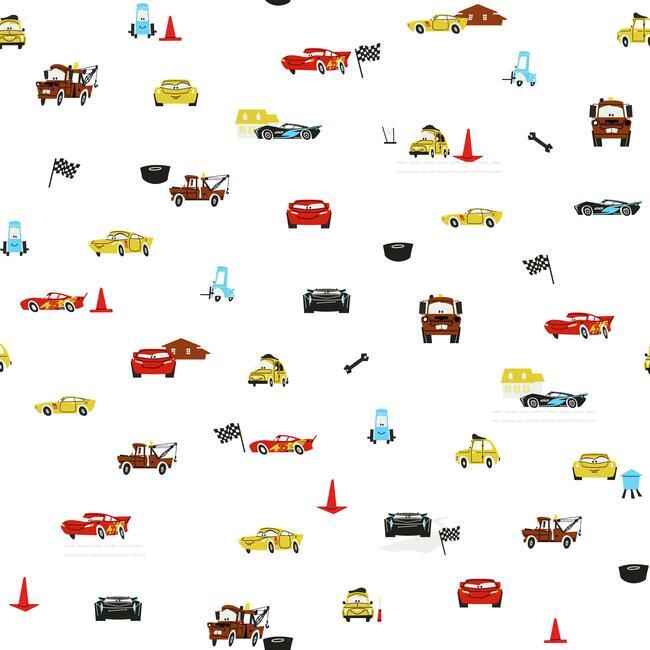 Disney and Pixar Cars Racing Spot Wallpaper Wallpaper York Double Roll White 