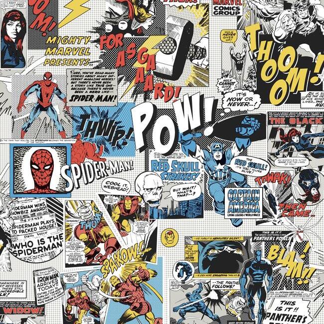 Marvel Comics Pow! Wallpaper Wallpaper York Double Roll Primary 