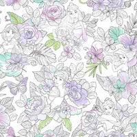 Disney Princess Royal Floral Wallpaper Wallpaper York Double Roll Lilac 