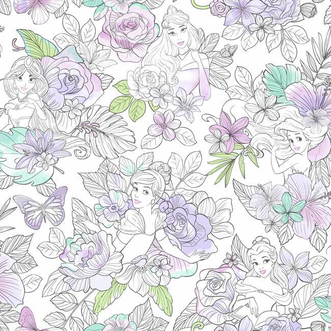 Disney Princess Royal Floral Wallpaper Wallpaper York