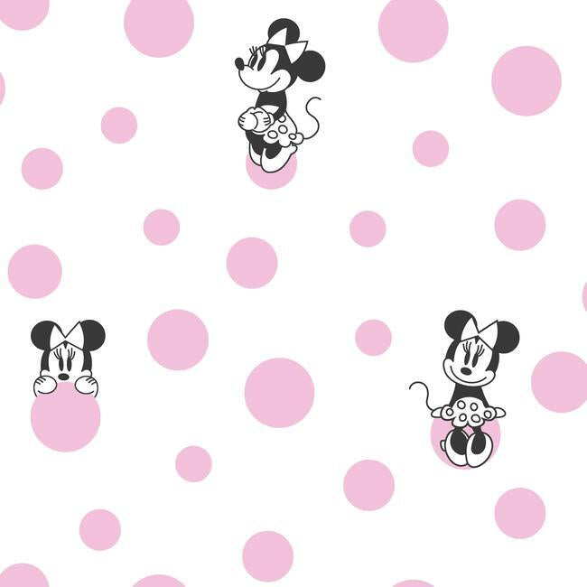 Minnie Dots Wallpaper Wallpaper York Double Roll Pink 