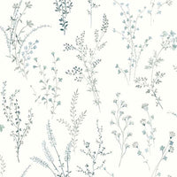 Wildflower Sprigs Wallpaper Wallpaper York Double Roll Blue/Green 