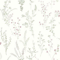 Wildflower Sprigs Wallpaper Wallpaper York Double Roll Pink/Green/Grey 